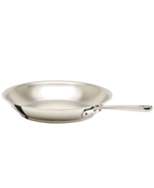A chef's special mix of copper, stainless steel and aluminum creates a dynamic base that delivers consistent heat in a flash. The ideal shape and size to whip up eggs, fry bacon, prepare a quick chicken sauté and more, this stainless steel essential is the cornerstone of your kitchen with a heavy-gauge construction that is boiler safe, a flared lip for drip-free pouring and ergonomic stainless steel handles with rivets for comfort. Lifetime warranty. A chef's special mix of copper, stainless steel and aluminum creates a dynamic base that delivers consistent heat in a flash. The ideal shape and size to whip up eggs, fry bacon, prepare a quick chicken sauté and more, this stainless steel essential is the cornerstone of your kitchen with a heavy-gauge construction that is boiler safe, a flared lip for drip-free pouring and ergonomic stainless steel handles with rivets for comfort. Lifetime warranty.