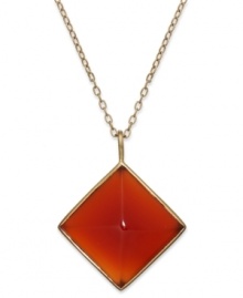 A pyramid with panache. Studio Silver's necklace, crafted from 18k gold over sterling silver, features a carnelian (11-1/2 ct. t.w.) pendant for a look that's truly fashion-forward. Approximate length: 18 inches. Approximate drop: 1 inch. A pyramid with panache. Studio Silver's necklace, crafted from 18k gold over sterling silver, features a carnelian (11-1/2 ct. t.w.) pendant for a look that's truly fashion-forward. Approximate length: 18 inches. Approximate drop: 1 inch.