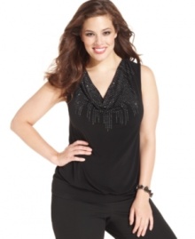 Sparkle this season with Style&co.'s sleeveless plus size top, featuring an embellished front! Sparkle this season with Style&co.'s sleeveless plus size top, featuring an embellished front!