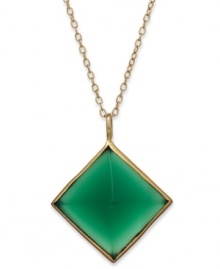 A pyramid with panache. Studio Silver's necklace, crafted from 18k gold over sterling silver, features a green agate (11-1/3 ct. t.w.) pendant for a look that's truly fashion-forward. Approximate length: 18 inches. Approximate drop: 1 inch. A pyramid with panache. Studio Silver's necklace, crafted from 18k gold over sterling silver, features a green agate (11-1/3 ct. t.w.) pendant for a look that's truly fashion-forward. Approximate length: 18 inches. Approximate drop: 1 inch.