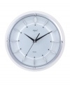 A pretty clock that won't make a peep, this noiseless Opal Clocks design features soft blue and pearl tones under a glass dome. With silvertone metal hash-marks on the hour.