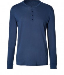 Render in ultra-supple pima cotton, this versatile yet modern take on the classic henley lends stylish ease to your casual looks - Round neck, front button half placket, long sleeves with seaming detail, slim fit - Wear with straight leg jeans, chinos, or slim trousers Render in ultra-supple pima cotton, this versatile yet modern take on the classic henley lends stylish ease to your casual looks - Round neck, front button half placket, long sleeves with seaming detail, slim fit - Wear with straight leg jeans, chinos, or slim trousers