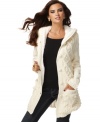 Luxe faux fur lines this classic cable knit cardigan from INC! Perfect for layering all season long.