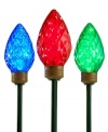 Light the way. Glowing in blue, red and green, Kurt Adler's bulb lawn stakes brighten your yard for the holiday.