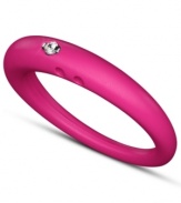 Stackable style with a hint of sparkle! DUEPUNTI's unique ring is crafted from fuchsia-hued silicone with a round-cut diamond accent. Set in sterling silver. Ring Size Small (4-6), Medium (6-1/2-8) and Large (8-1/2-10)