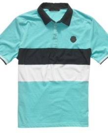 Kick your casual wardrobe up a notch with the fresh color-blocked style of this Sean John polo shirt.