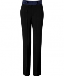 Channel classic sophistication in these lovely pants from Marc by Marc Jacobs - Wide contrasting waistband with button detailing, straight leg, front crease, on-seam pockets, back welt pockets with buttons - Style with a sheer blouse, a bold-shouldered blazer, and platform pumps