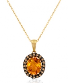 Go for the gold in Le Vian's luminous style. Crafted in 14k gold, an oval-cut citrine (1-3/8 ct. t.w.) and round-cut chocolate diamonds (1/4 ct. t.w.) give this pendant rich appeal. Approximate length: 18 inches. Approximate drop: 3/4 inch. Go for the gold in Le Vian's luminous style. Crafted in 14k gold, an oval-cut citrine (1-3/8 ct. t.w.) and round-cut chocolate diamonds (1/4 ct. t.w.) give this pendant rich appeal. Approximate length: 18 inches. Approximate drop: 3/4 inch.