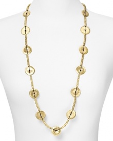 Lauren by Ralph Lauren's Grecian-inspired necklace is a modern statement piece. With hand-hammered discs and webbed detailing, this bold strand is designed to stand alone.