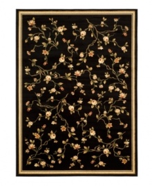 Rustic, traditional florals reminiscent of ancient Persian designs make their way to your home over a rich, black ground. The Lyndhurst pattern captures Edenic elegance in soft, low pile and its durable construction withstands the test of time. Rustic, traditional florals reminiscent of ancient Persian designs make their way to your home over a rich, black ground. The Lyndhurst pattern captures Edenic elegance in soft, low pile and its durable construction withstands the test of time.