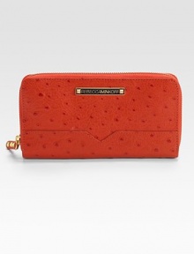 EXCLUSIVELY AT SAKS. A chic pairing of ostrich-stamped and smooth leather in an easy zip-around design.Zip-around closureCenter zip compartmentEight credit card slotsLeather and cotton lining7W X 4H X 3/4DImported EXCLUSIVELY AT SAKS. A chic pairing of ostrich-stamped and smooth leather in an easy zip-around design.Zip-around closureCenter zip compartmentEight credit card slotsLeather and cotton lining7W X 4H X 3/4DImported