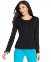 Peplum it up in NY Collection's petite jacket! This waist-defining silhouette is a petite favorite!