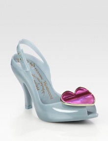 Signature silhouette with an adjustable ankle strap and a playful, oversized heart adornment. Self-covered heel, 4½ (115mm)Rubber upperPadded insoleImported