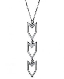 Add a hint of Southwestern appeal. Studio Silver's Chevron pendant features an edgy design of cut-out arrowheads. Set in sterling silver. Approximate length: 20 inches. Approximate drop: 2 inches. Add a hint of Southwestern appeal. Studio Silver's Chevron pendant features an edgy design of cut-out arrowheads. Set in sterling silver. Approximate length: 20 inches. Approximate drop: 2 inches.