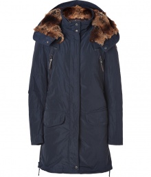 Whether youre hitting the city or the slopes this season, Parajumperss navy down parka is a sporty-luxe cold-weather essential - Full hidden front zip with snaps at top and bottom, faux fur trim and hood lining, two vertical flap pockets at chest, two oversized flap pockets at hips, side zips at hemline, drawstring waistline and hemline - Slim cut style hits mid-thigh - Fashionable and functional, a stylish must for all casual winter looks Whether youre hitting the city or the slopes this season, Parajumperss navy down parka is a sporty-luxe cold-weather essential - Full hidden front zip with snaps at top and bottom, faux fur trim and hood lining, two vertical flap pockets at chest, two oversized flap pockets at hips, side zips at hemline, drawstring waistline and hemline - Slim cut style hits mid-thigh - Fashionable and functional, a stylish must for all casual winter looks