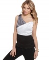 Gold-toned hardware and elegant draping adds instant glam to this night-on-the-town top from XOXO!