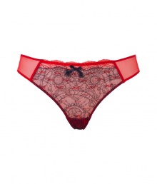 Turn up the heat with these sultry vintage-inspired briefs from Chantal Thomass - Scalloped red lace trim, sheer side paneling, black bow, classic brief styling - Perfect under virtually any outfit or paired with a matching bra for stylish lounging Turn up the heat with these sultry vintage-inspired briefs from Chantal Thomass - Scalloped red lace trim, sheer side paneling, black bow, classic brief styling - Perfect under virtually any outfit or paired with a matching bra for stylish lounging