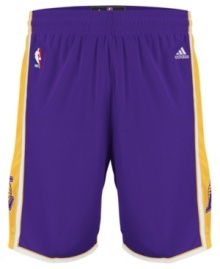 Represent the LA Lakers in these swingman shorts by adidas. Represent the LA Lakers in these swingman shorts by adidas.