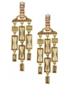 Get a look that's totally glam. Jessica Simpson's dazzling chandelier earrings combine richly-hued acrylic accents with a gold tone mixed metal setting. Approximate drop: 3 inches.