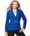 Add a layer of polish to your casual looks with Jones New York Signature's long sleeve plus size cardigan, featuring a double-breasted design. (Clearance)