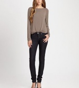 EXCLUSIVELY AT SAKS.COM. Dark rinse low-rise denim with ultra-fitted skinny-leg. THE FITLow-riseSkinny legRise, about 8Inseam, about 27½THE DETAILSZip flyButton closureFive-pocket styleRise, about 8Inseam, about 3498% cotton/2% spandexMachine washMade in USA of imported fabricModel shown is 5'10 (177cm) wearing US size 4.