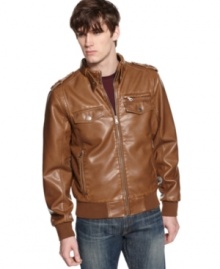 With downtown style to spare, this bomber jacket from guess is the sleek layer for your fall look. With downtown style to spare, this bomber jacket from guess is the sleek layer for your fall look.