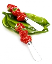 Ripe for the taking, Strawberry spreaders from Martha Stewart Collection have all the appeal of summer's juiciest fruit. Perfect for jam! Ripe for the taking, Strawberry spreaders from Martha Stewart Collection have all the appeal of summer's juiciest fruit. Perfect for jam!