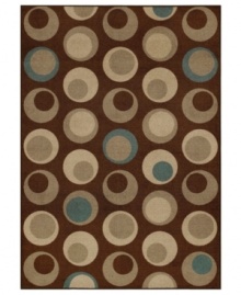 Design shouldn't be uptight--lighten up with the playful graphic feel of the Monterey rug. Mod moon shapes seem to float in space across the chocolate field, tailored to give your home a pleasing contemporary punch. Design shouldn't be uptight--lighten up with the playful graphic feel of the Monterey rug. Mod moon shapes seem to float in space across the chocolate field, tailored to give your home a pleasing contemporary punch.