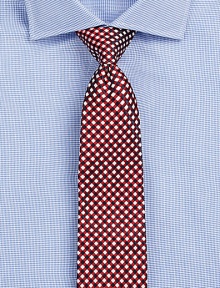 A dashing, multicolored basketweave design is woven in fine Italian silk for a modern approach to basic boardroom attire.About 2½ wideSilkDry cleanMade in Italy