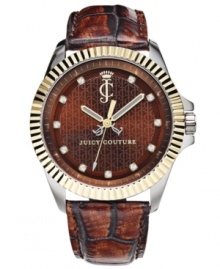 The enchanting pairing of brown tones and golden hues makes this Stella watch from Juicy Couture a must-own for the season. The enchanting pairing of brown tones and golden hues makes this Stella watch from Juicy Couture a must-own for the season.