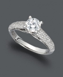 Style to last a lifetime. This sparkling X3 engagement ring features a certified, round-cut diamond (1-1/2 ct. t.w.) with diamonds at the shoulders. Crafted in 18k white gold. Style to last a lifetime. This sparkling X3 engagement ring features a certified, round-cut diamond (1-1/2 ct. t.w.) with diamonds at the shoulders. Crafted in 18k white gold.