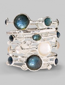 From the Wonderland Collection. Multi-sized, faceted drops ovals of clear quartz are backed by discs of mother-of-pearl and set in a graceful bangle of hammered sterling silver. Clear quartz and white mother-of-pearl Sterling silver Diameter, about 2¾ Imported Please note: Bracelets sold separately. From the Wonderland Collection. Multi-sized, faceted drops ovals of clear quartz are backed by discs of mother-of-pearl and set in a graceful bangle of hammered sterling silver. Clear quartz and white mother-of-pearl Sterling silver Diameter, about 2¾ Imported Please note: Bracelets sold separately.
