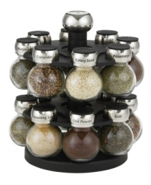 You never know when you'll need a dash of herb here, a pinch of spice there. This handsome rotating rack includes 16 herbs and spices to complement virtually any dish in your repertoire of recipes. Limited lifetime warranty. You never know when you'll need a dash of herb here, a pinch of spice there. This handsome rotating rack includes 16 herbs and spices to complement virtually any dish in your repertoire of recipes. Limited lifetime warranty.