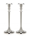 Cast your home in a more beautiful light with Godinger candlesticks. A classic tulip shape defines a polished aluminum pair to accentuate any setting.