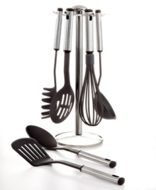 You deserve a hand... or 7! Equip your kitchen for easy prep with essential tools for conquering every recipe that comes your way. From slotted turner to pasta fork, this set includes the versatile basics and brings order & ease to your countertop, too, with the included stand. Lifetime warranty. You deserve a hand... or 7! Equip your kitchen for easy prep with essential tools for conquering every recipe that comes your way. From slotted turner to pasta fork, this set includes the versatile basics and brings order & ease to your countertop, too, with the included stand. Lifetime warranty.