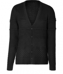 Stylish cardigan in a fine black wool blend - Fashionably patterned knit - Slim fitted silhouette, with a V-neck, button placket and long sleeves - Ribbed knit cuffs - A dream basic, classy AND casual - A hit combination with jeans, business trousers, khakis Stylish cardigan in a fine black wool blend - Fashionably patterned knit - Slim fitted silhouette, with a V-neck, button placket and long sleeves - Ribbed knit cuffs - A dream basic, classy AND casual - A hit combination with jeans, business trousers, khakis