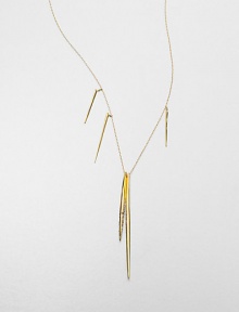 From the Miss Havisham Collection. Gracefully tapered goldtone spears, some sprinkled with tiny Swarovski crystals, hang from a delicate golden chain.CrystalGoldtoneChain length, about 32Lobster claspMade in USA From the Miss Havisham Collection. Gracefully tapered goldtone spears, some sprinkled with tiny Swarovski crystals, hang from a delicate golden chain.CrystalGoldtoneChain length, about 32Lobster claspMade in USA