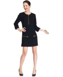 A new way to dress for the office: Nine West updates a chic shift dress with exposed zipper details.