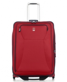 The lighter side of luggage. Even when fully packed, this lightweight suitcase from Travelpro gives you a serious edge with durable, tear-resistant nylon construction and a spacious, beautifully organized interior that expands over two inches to help you bring everything you need... and more. Limited lifetime warranty. The lighter side of luggage. Even when fully packed, this lightweight suitcase from Travelpro gives you a serious edge with durable, tear-resistant nylon construction and a spacious, beautifully organized interior that expands over two inches to help you bring everything you need... and more. Limited lifetime warranty.
