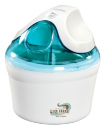 Treat yourself to homemade ice cream in half the time! The double-insulated mixing bowl freezes in advance, so you can simply fill the top funnel with ingredients and have a tasty treat in 30 minutes or less. The innovative mixing paddle automatically reverses itself to prevent overheating, and, with no salt required, this ice cream machine does all the work, leaving you to cool off and take it easy. 1-year warranty. Model IC12893. Treat yourself to homemade ice cream in half the time! The double-insulated mixing bowl freezes in advance, so you can simply fill the top funnel with ingredients and have a tasty treat in 30 minutes or less. The innovative mixing paddle automatically reverses itself to prevent overheating, and, with no salt required, this ice cream machine does all the work, leaving you to cool off and take it easy. 1-year warranty. Model IC12893.
