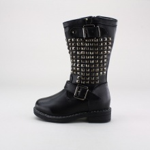 Just because her feet are little doesn't mean her fashion sense has to be the same. These girls' rider style boots feature a synthetic leather upper, side zipper entry, pyramid studs along the shaft and multiple straps with buckle detail. Imported. Just because her feet are little doesn't mean her fashion sense has to be the same. These girls' rider style boots feature a synthetic leather upper, side zipper entry, pyramid studs along the shaft and multiple straps with buckle detail. Imported.