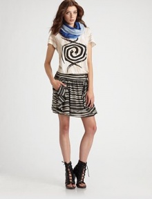 Painterly stripes highlight this casually-chic silk design, shaped by draped pleats and allover shirring.Elastic waistbandSide pocketsPull-on styleAbout 16 longSilkDry cleanImportedModel shown is 5'9 (175cm) wearing US size Small.