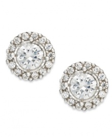 A look that's quite heavenly. True Miracle's halo stud earrings dazzle with round-cut diamonds (1 ct. t.w.) providing a lustrous touch. Set in 14k white gold. A look that's quite heavenly. True Miracle's halo stud earrings dazzle with round-cut diamonds (1 ct. t.w.) providing a lustrous touch. Set in 14k white gold.