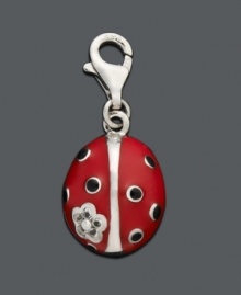 Add a touch of lady luck to your necklace or bracelet. This black and red ladybug charm is set in sterling silver with sparkling cubic zirconia accents. Lobster claw clasp. Approximate drop: 1/3 inch. Add a touch of lady luck to your necklace or bracelet. This black and red ladybug charm is set in sterling silver with sparkling cubic zirconia accents. Lobster claw clasp. Approximate drop: 1/3 inch.
