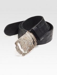 Classic look with vintage inspiration, in textured leather with a distressed, treated buckle.LeatherAbout 2½ wideMade in Italy Classic look with vintage inspiration, in textured leather with a distressed, treated buckle.LeatherAbout 2½ wideMade in Italy
