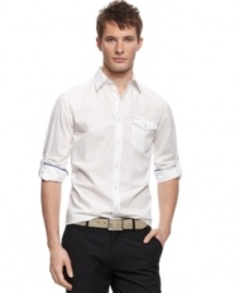 You can beat a modern classic. This button-front shirt from Kenneth Cole Reaction polishes your workweek look. You can beat a modern classic. This button-front shirt from Kenneth Cole Reaction polishes your workweek look.