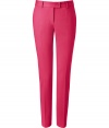 With a sleek tailored cut and radiant shade of fuchsia, Moschino C&Cs slim fit trousers are a chic way to dress up polished daytime looks - Side and buttoned back slit pockets, zip fly, tabbed button closure, belt loops - Slim tailored fit - Wear with a silk blouse, leather belt and heels