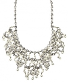 All eyes on you. Givenchy's dramatically-glamorous bridal necklace features a sweet mix of glass pearls and accents that will unfold delicately at your neckline. Crafted in silver tone mixed metal. Approximate length: 16 inches. Approximate drop: 3 inches. All eyes on you. Givenchy's dramatically-glamorous bridal necklace features a sweet mix of glass pearls and accents that will unfold delicately at your neckline. Crafted in silver tone mixed metal. Approximate length: 16 inches. Approximate drop: 3 inches.