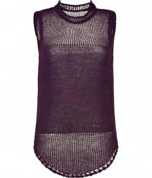Casual gets a high style makeover with this ultra-chic sleeveless pullover from See by Chloe - Loose knit stand collar, sleeveless, semi-sheer, curved hem with loose knit detailed trim - Style with cropped trousers, skinny jeans, or a mini skirt Casual gets a high style makeover with this ultra-chic sleeveless pullover from See by Chloe - Loose knit stand collar, sleeveless, semi-sheer, curved hem with loose knit detailed trim - Style with cropped trousers, skinny jeans, or a mini skirt