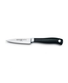 The answer to easy entertaining, this paring knife takes on all small tasks with an incredible precision that pays off in presentation. The precision-forged high carbon stainless steel blade puts comfort and control in your hand. Lifetime warranty. The answer to easy entertaining, this paring knife takes on all small tasks with an incredible precision that pays off in presentation. The precision-forged high carbon stainless steel blade puts comfort and control in your hand. Lifetime warranty.